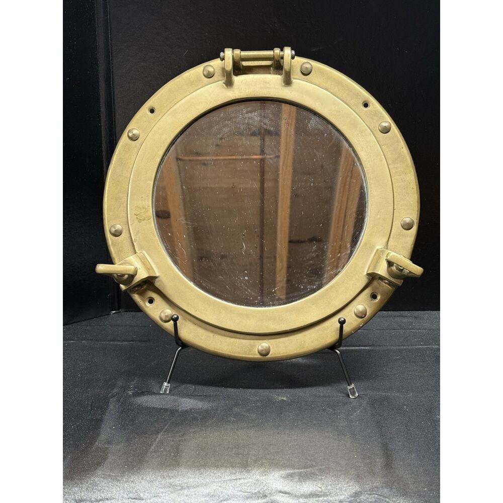 11.5” Solid Brass Porthole Mirror Nautical Beach Water Boat Wall Decor Man Cave